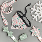 Personalized Double Sided Bandana | Pink Christmas & Reindeer Bandana | Duke & Fox®