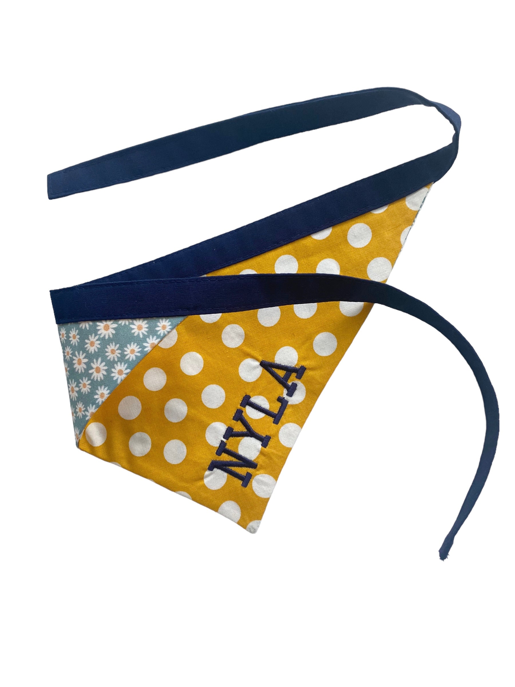 Personalized Double Sided Bandana | Polkadot & Daisy Bandana | Duke & Fox®