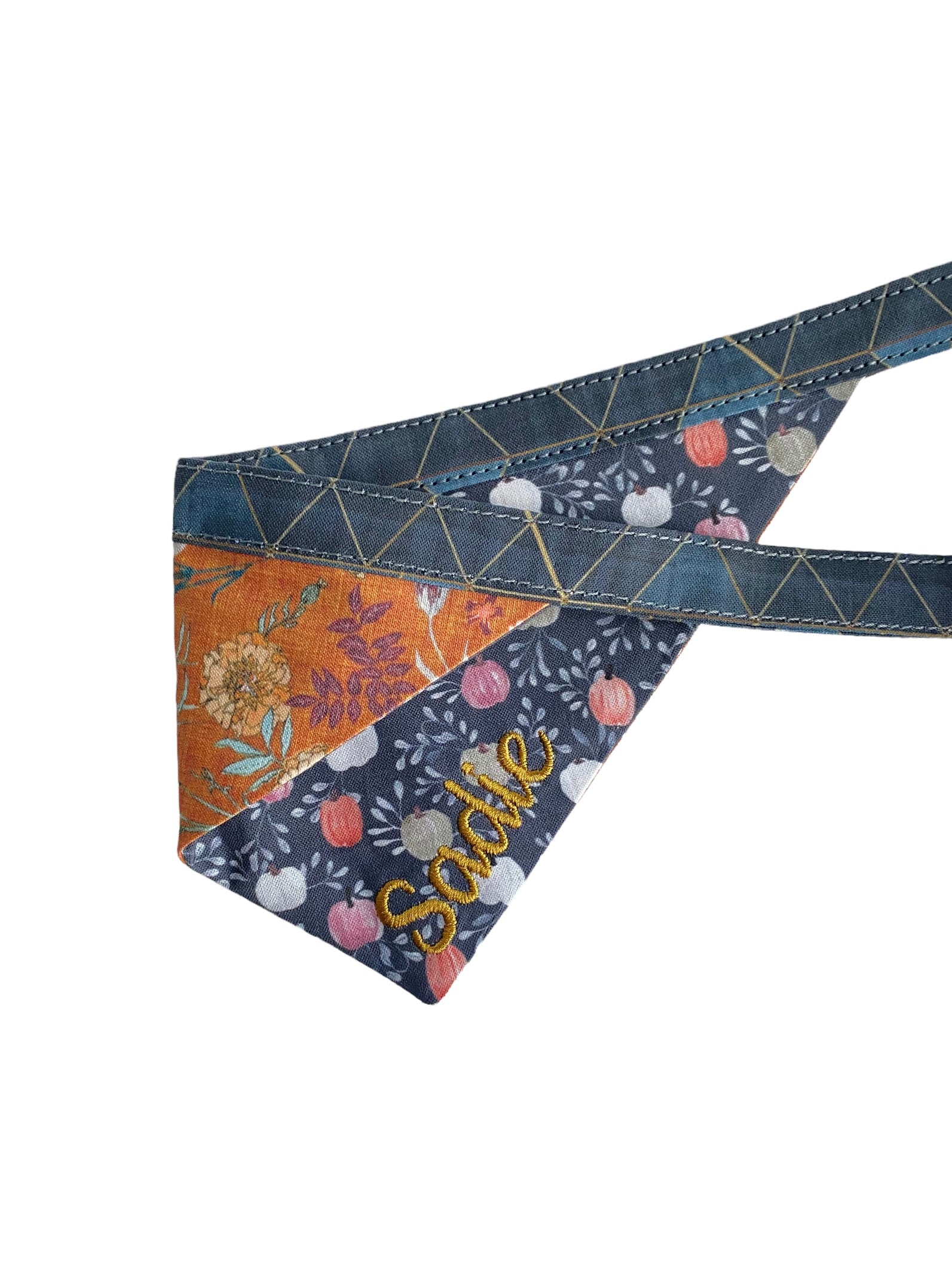 Personalized Double Sided Bandana | Rustic Floral & Pumpkin Bandana | Duke & Fox®