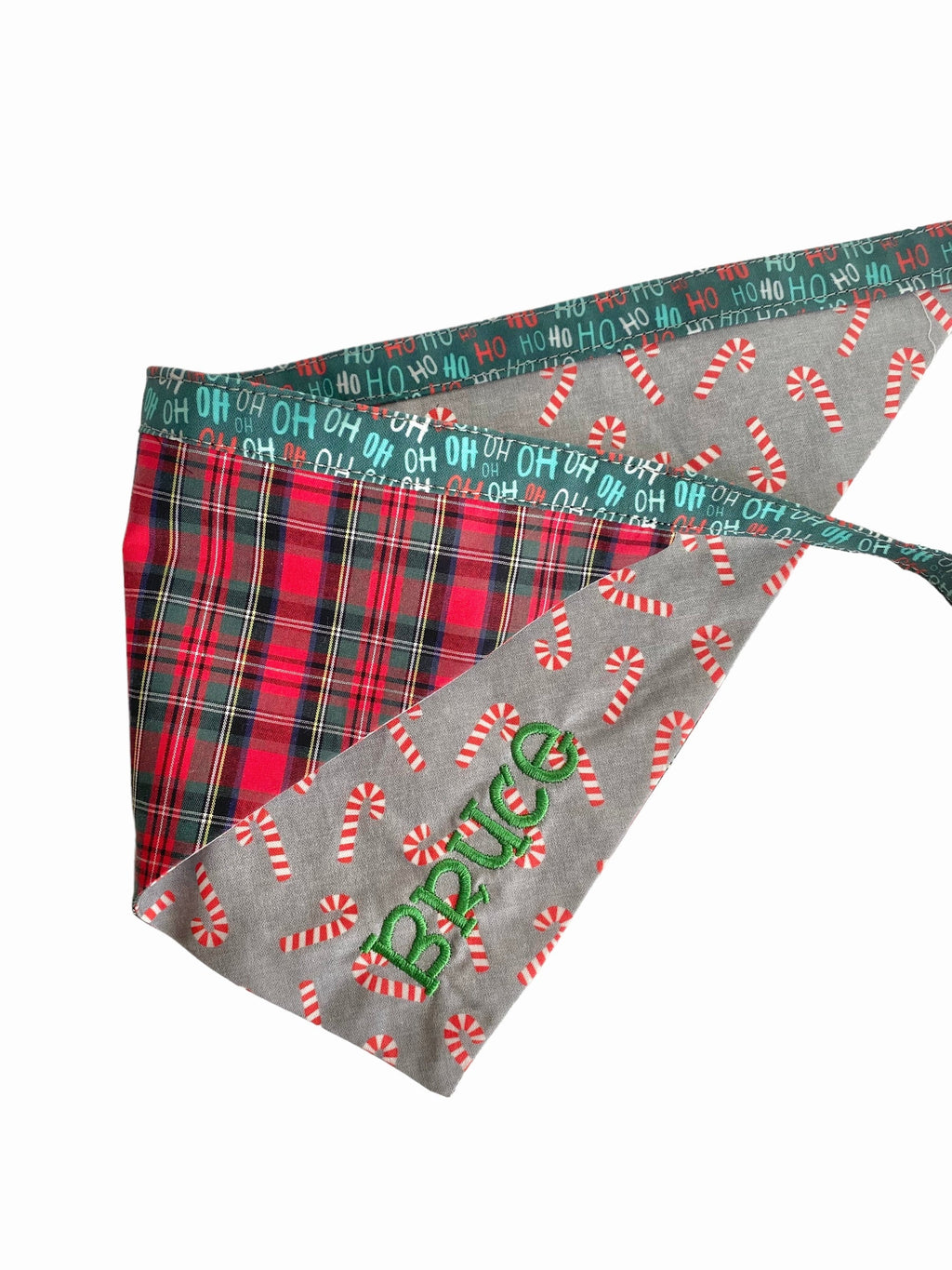 Personalized Double Sided Bandana | Tartan & Candy Cane Bandana | Duke & Fox®