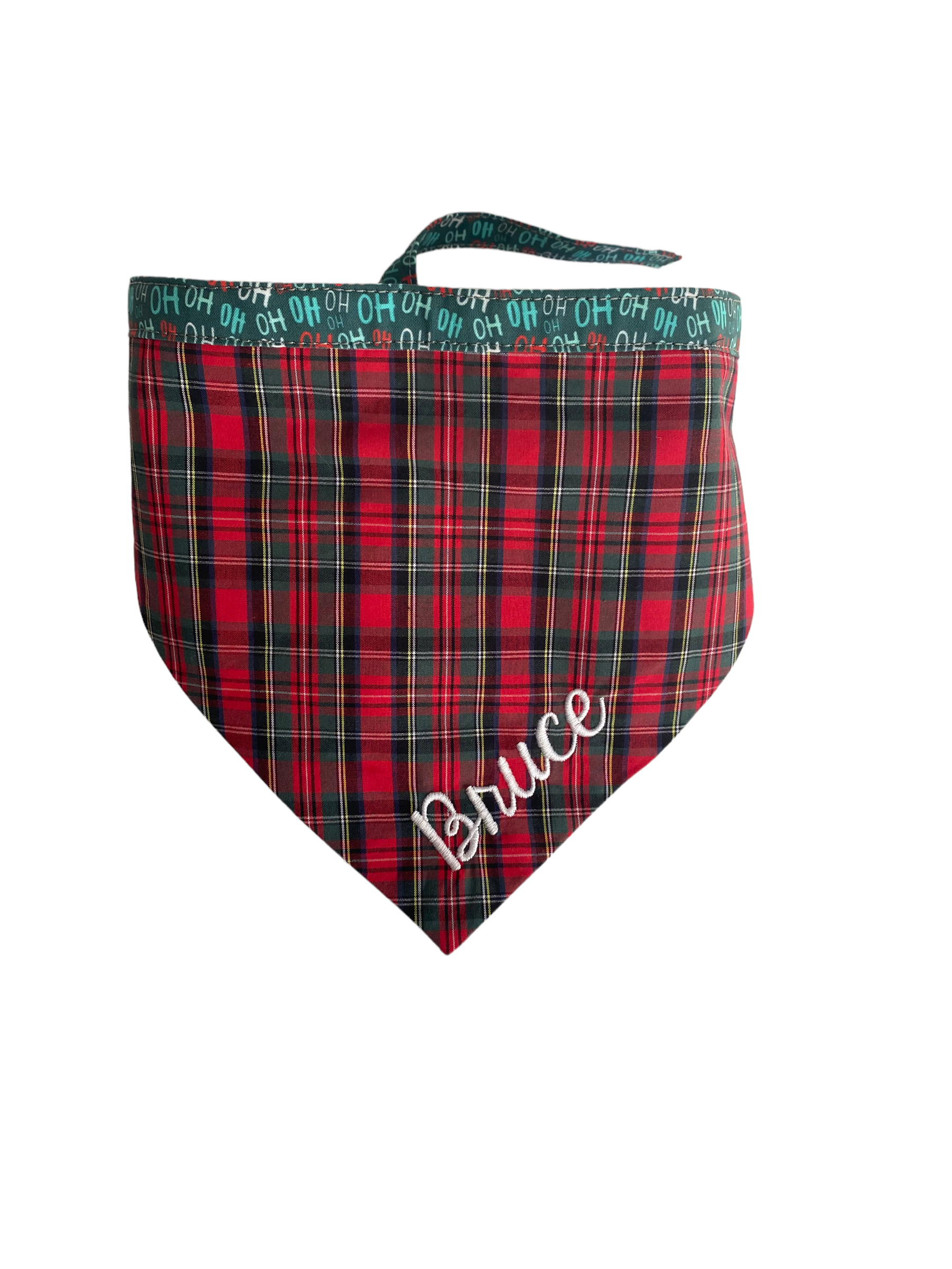 Personalized Double Sided Bandana | Tartan & Candy Cane Bandana | Duke & Fox®